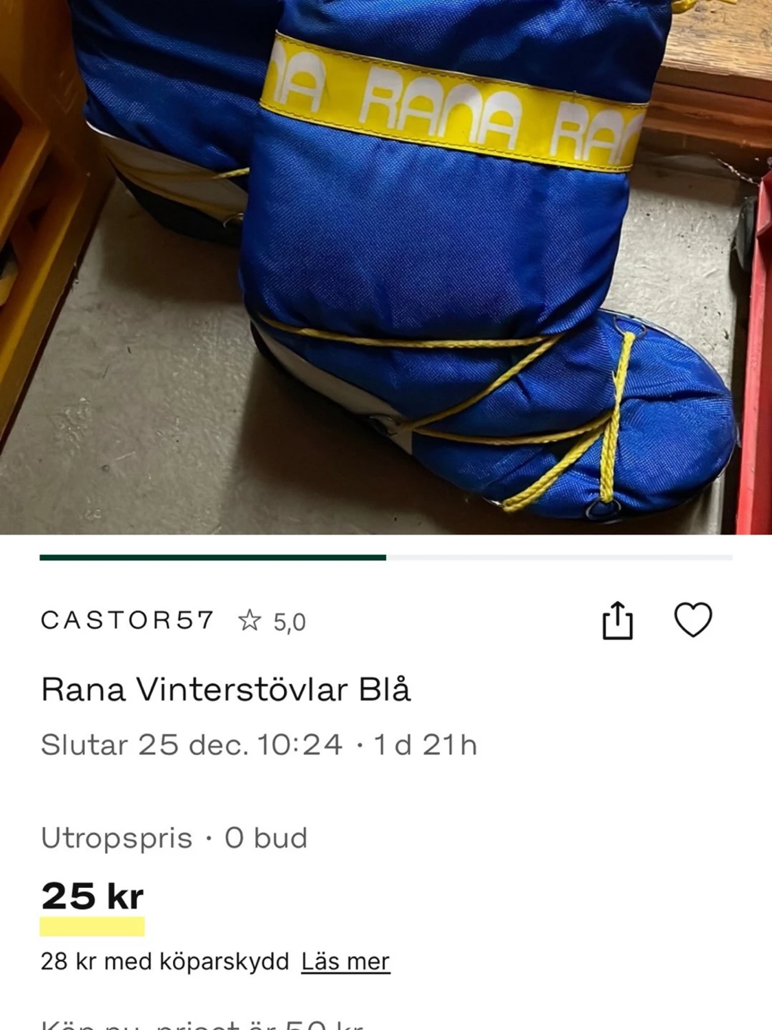 Blå Rana vinterstövlar med gul snörning - 1