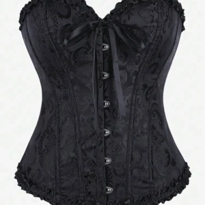 Svart korsett med snörning och rosett - Snygg svart korsett topp endast använd en gång! 