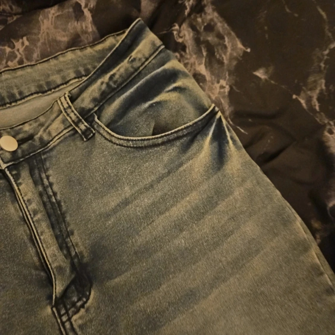 Blåa/Gråa Flare Jeans Med Detaljer  - 1