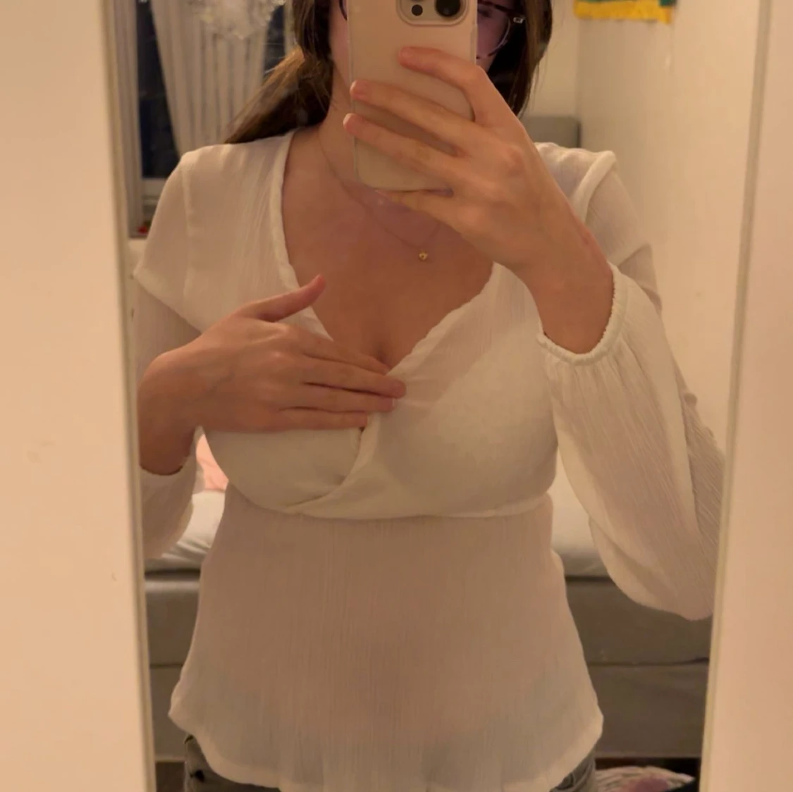 Vit v-ringad blus - 3