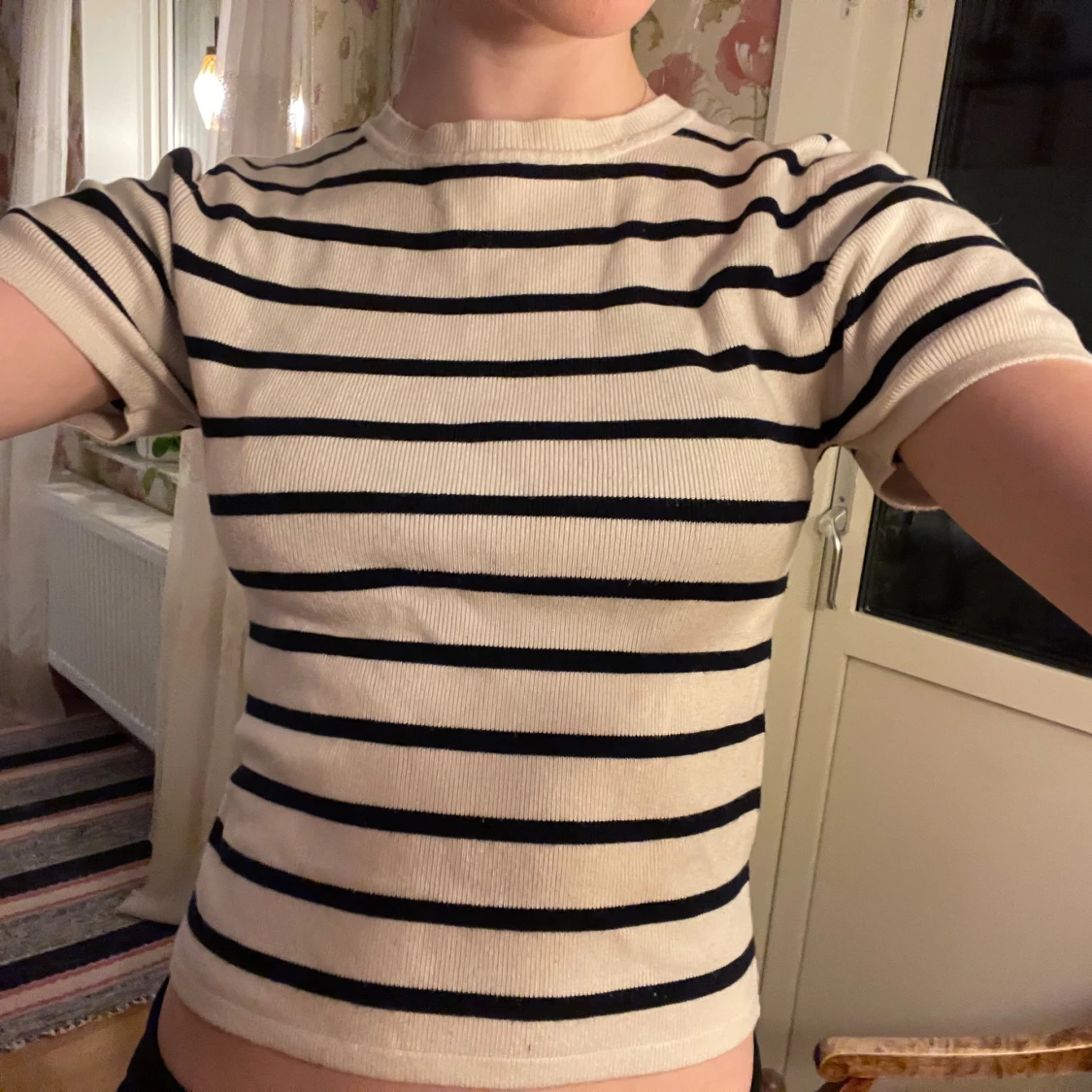 Randig ribbad topp i bomull - 1