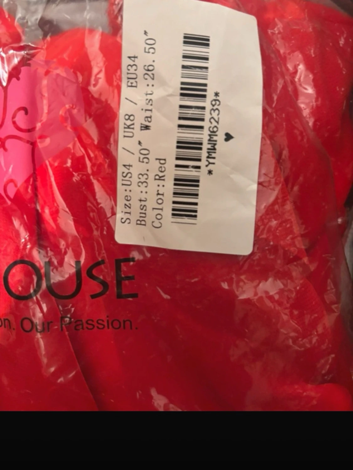 Röd långklänning med spets  - 4