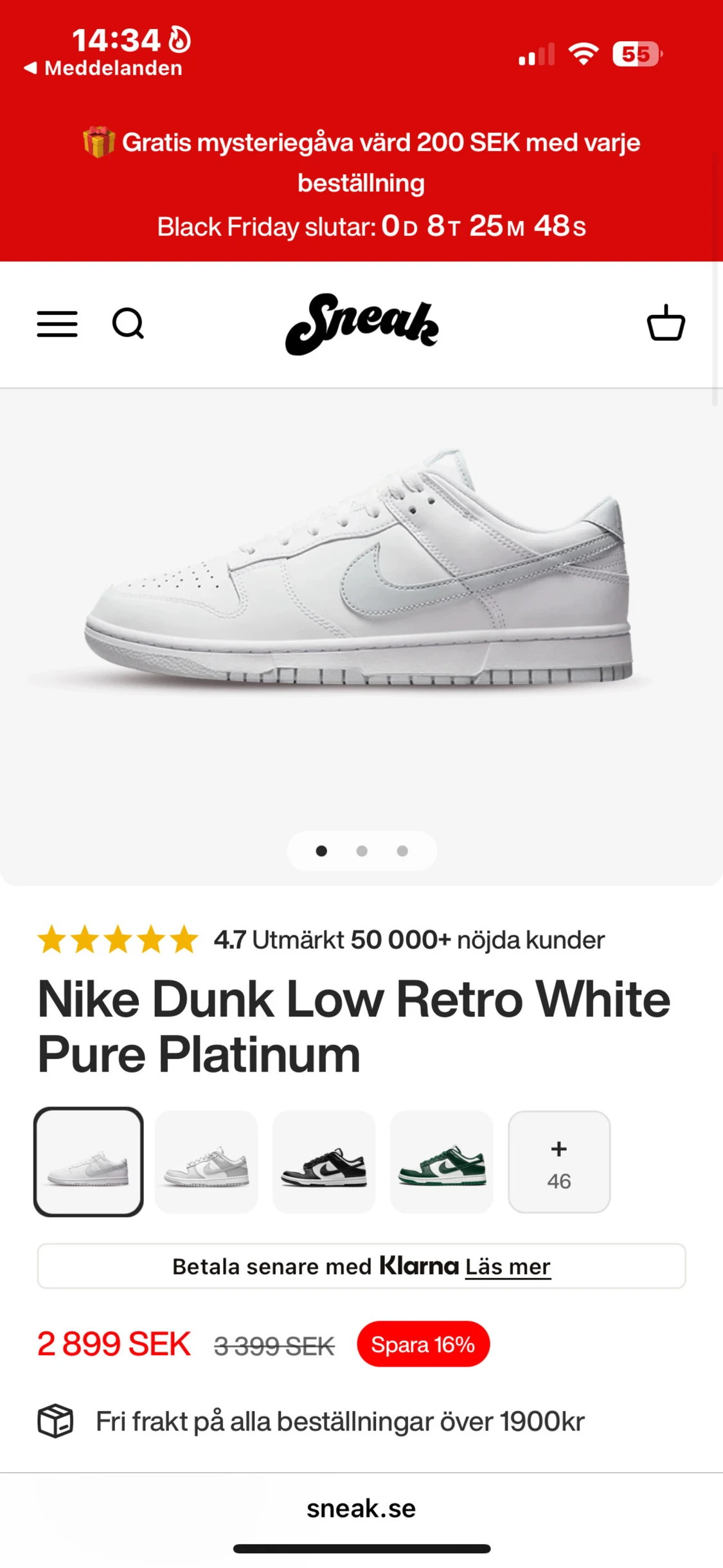 Nike Dunk Low vit/grå, stl 43 - 5