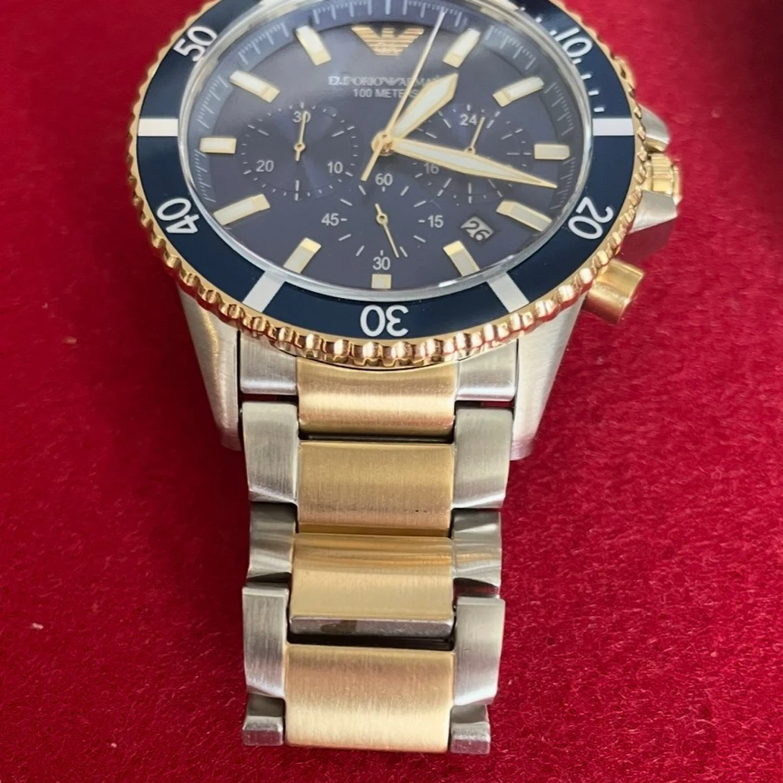 Emporio Armani klocka blå/guld/silver - 1