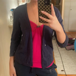 Mörkblå kofta  - Mörkblå kofta med trekvarts armar 