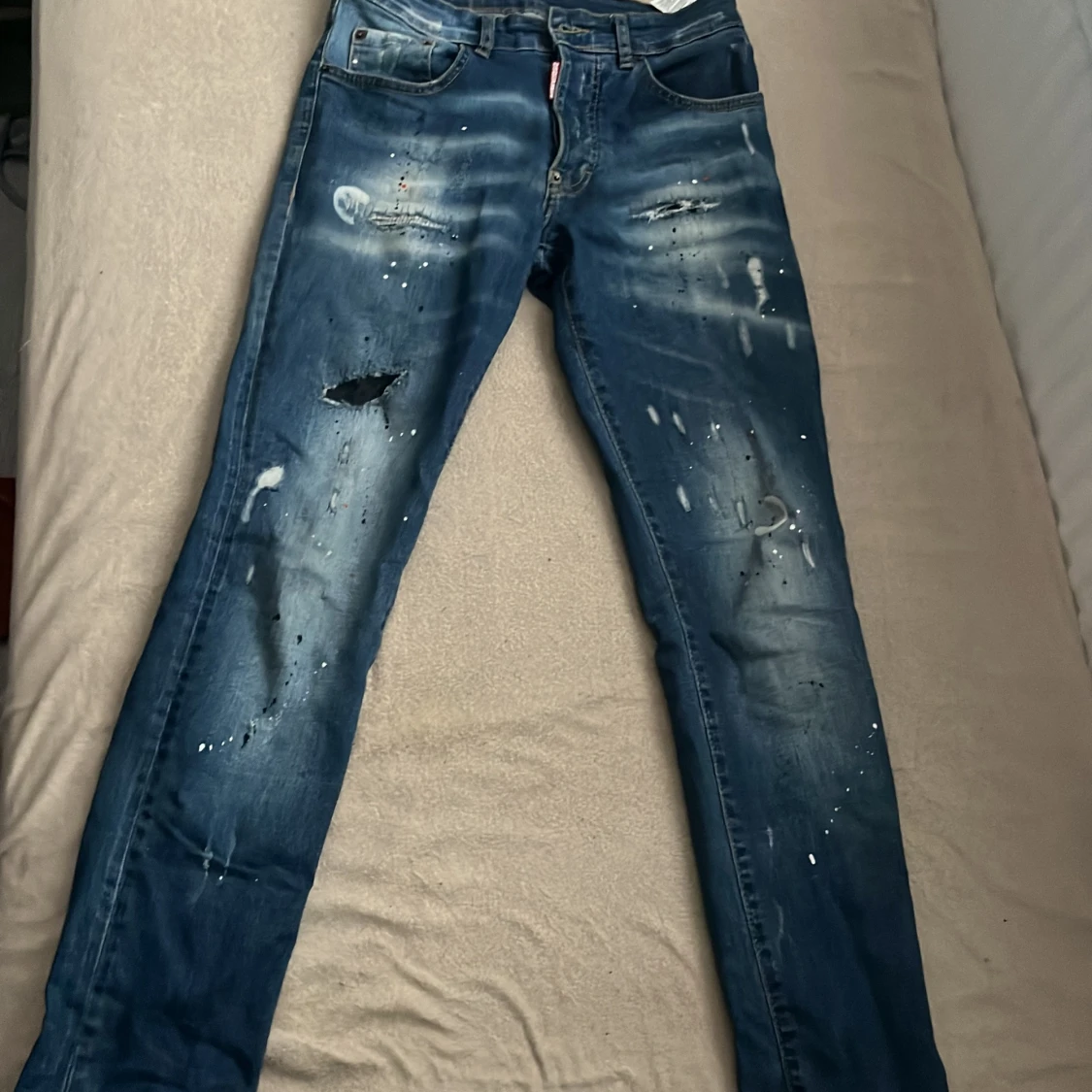 Dsquared2 blå slim jeans med slitningar