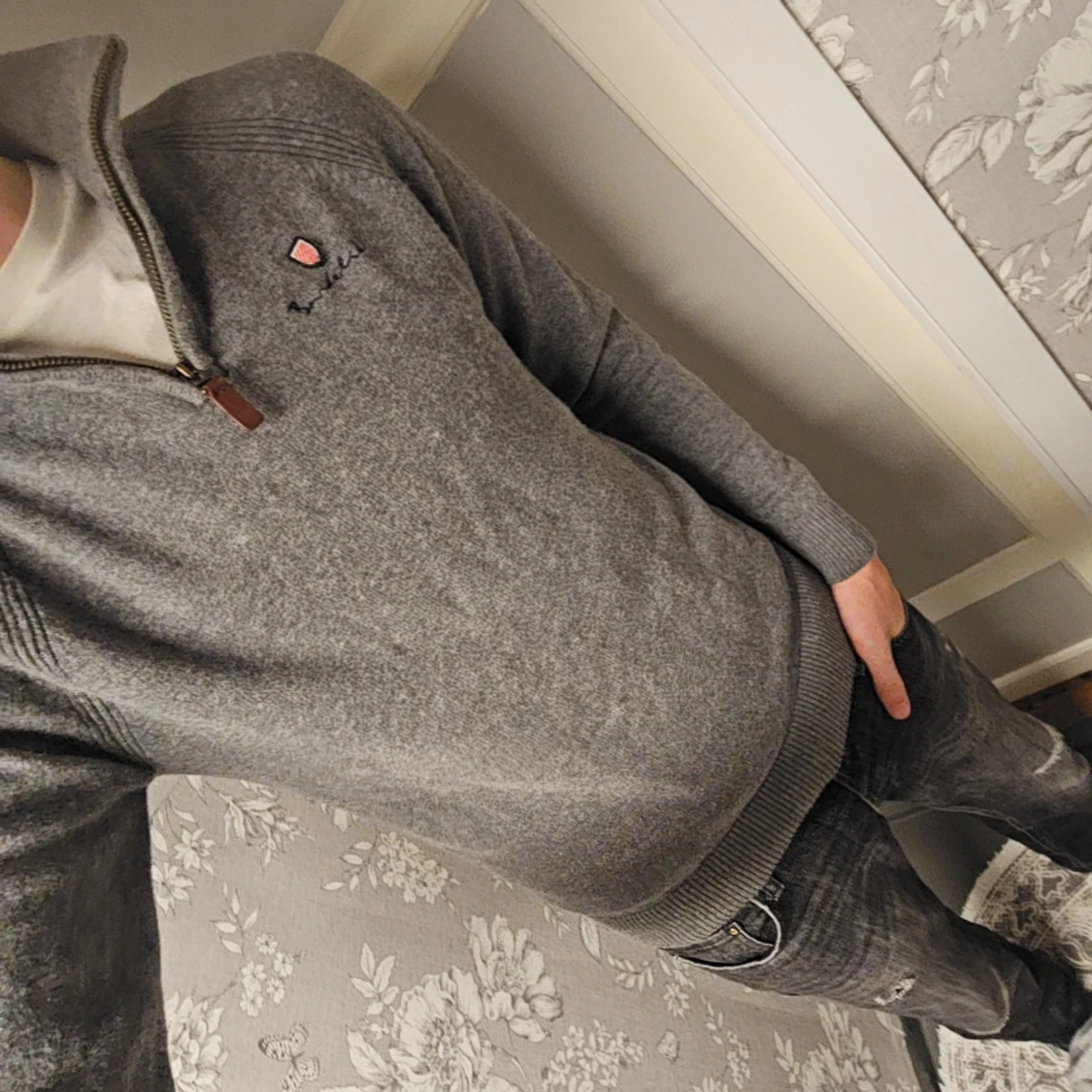 Grå half zip tröja Bondelid  - 1