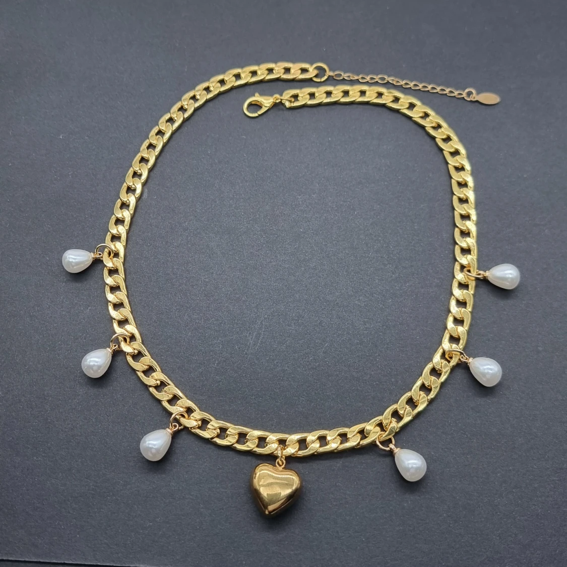 Guldpläterat halsband med hjärta  - 1