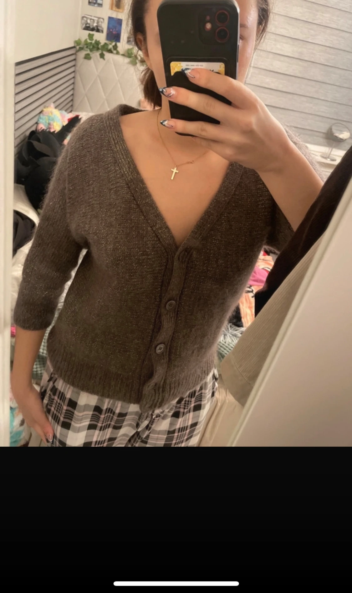 Brun glittrig kofta från H&M - 4