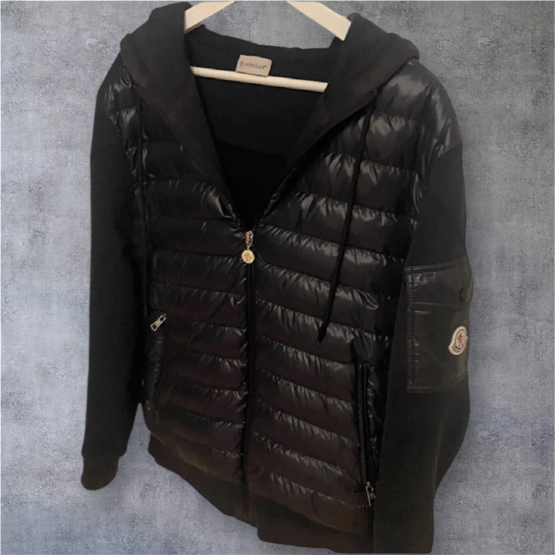 Navy Moncler cardigan ”Felpa Con Cappucio”