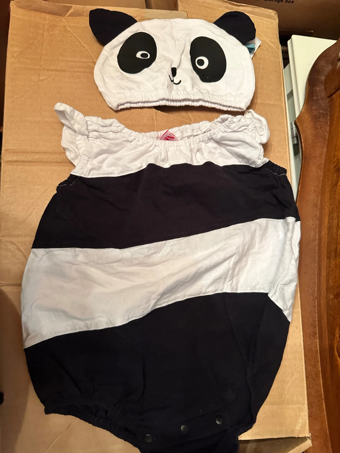 Randig Body med Panda Hatt - 1