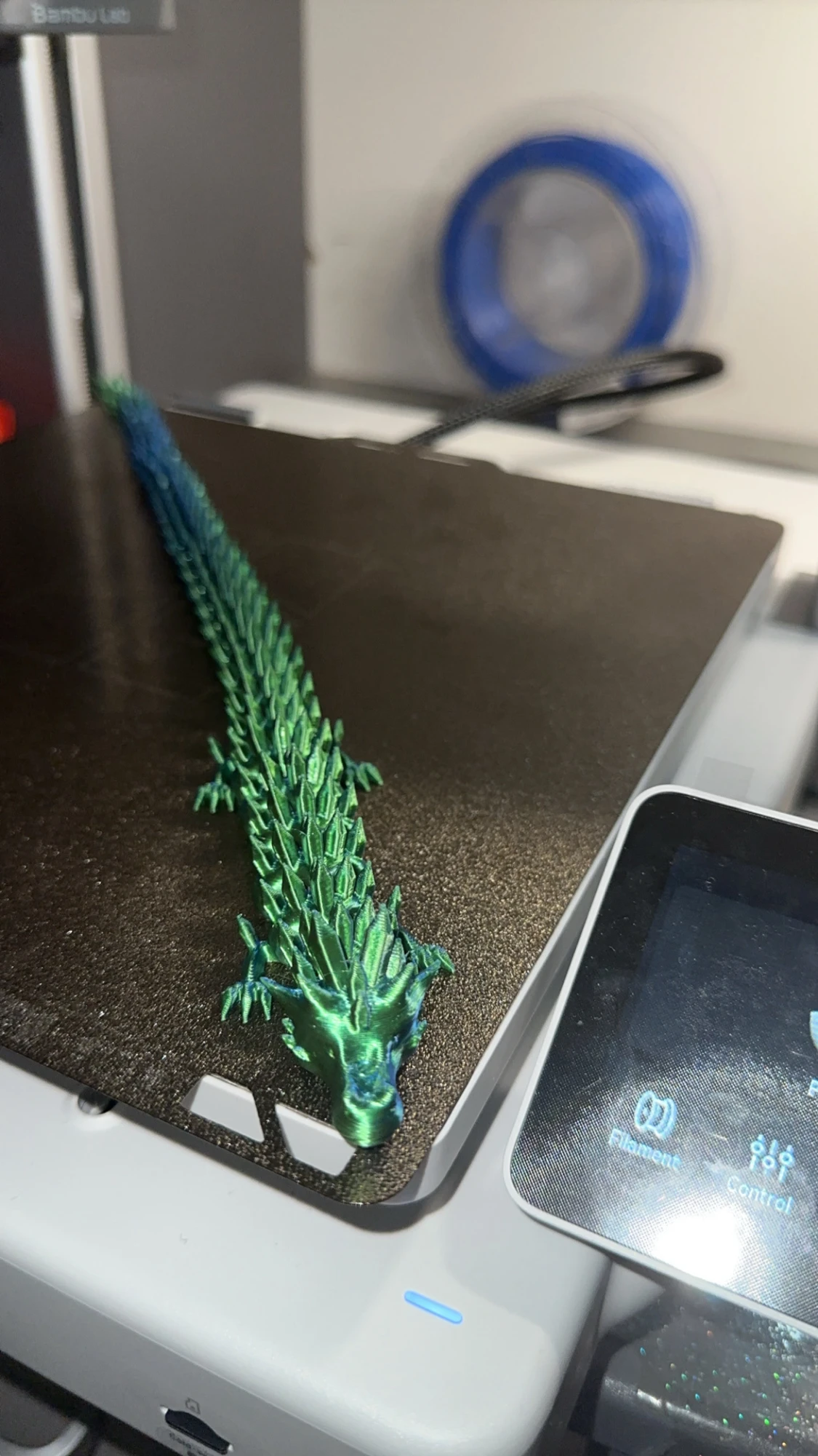 Grönblå drake 3D-printad - 3