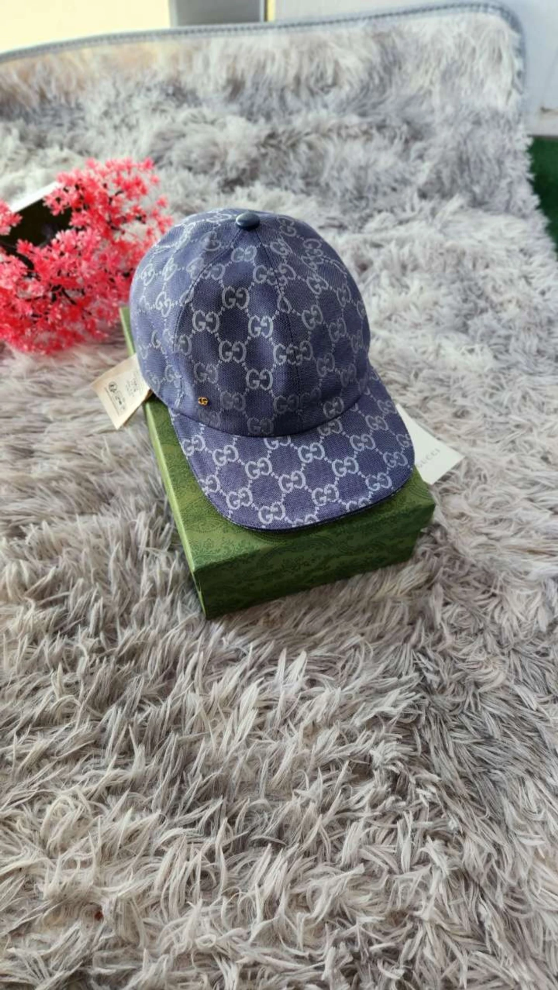 Blå  keps med GG-mönster