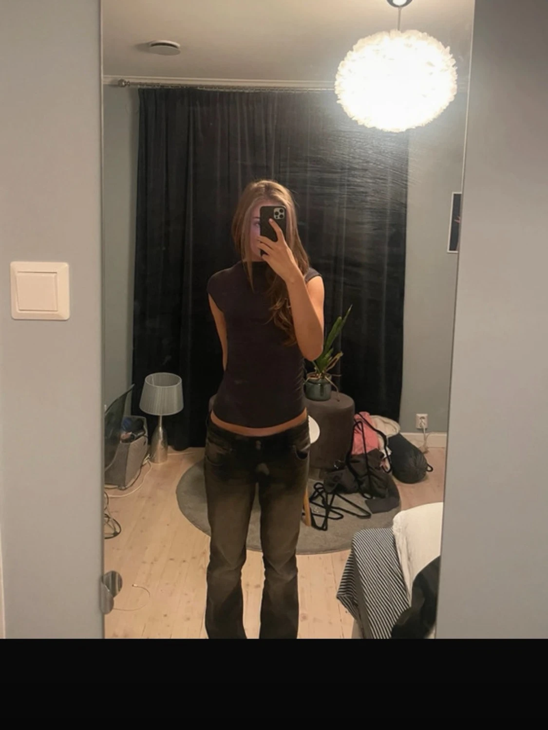 Mörkblå tight sleeve topp - 1