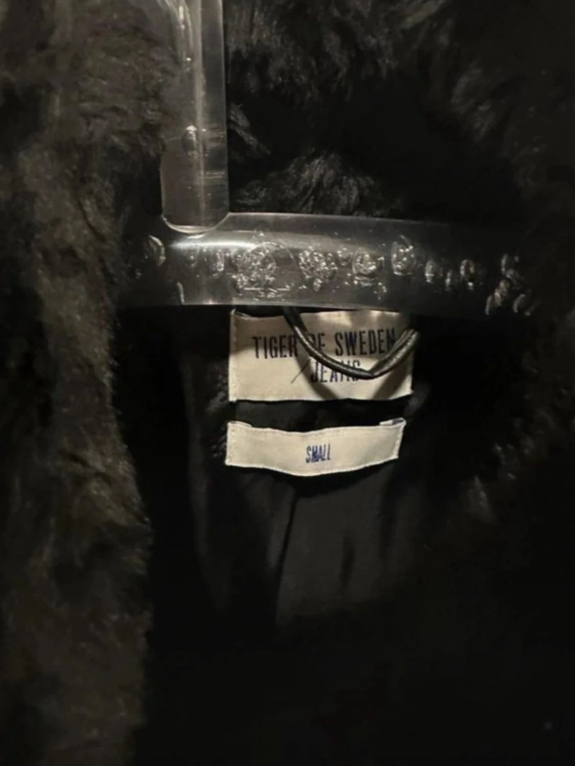 Svart fuskpälsjacka med krage stl S - 5