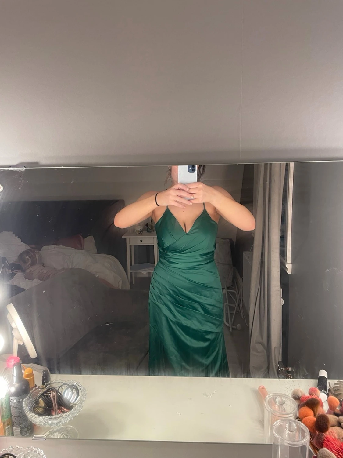 Grön långklänning med snörning - 2