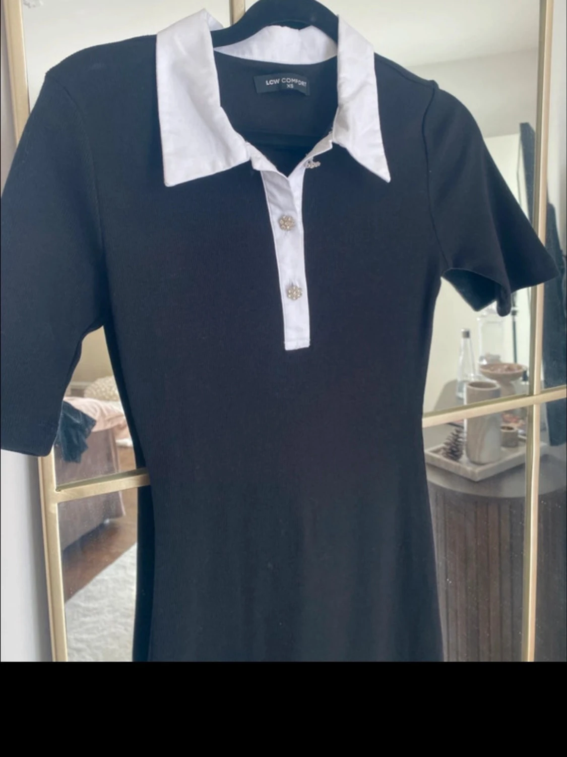 Svart kortklänning med vit krage LCW Comfort - 1