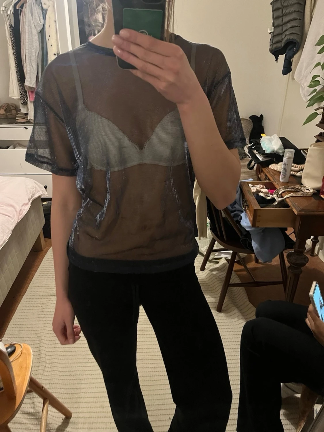 Chrome mesh topp i transparent material