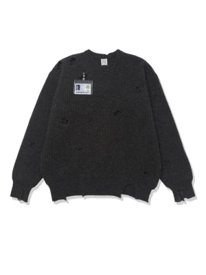 STU Office - STU (Saturday of Us) Office destroyed knitted wool sweater. One size. Missing name tag