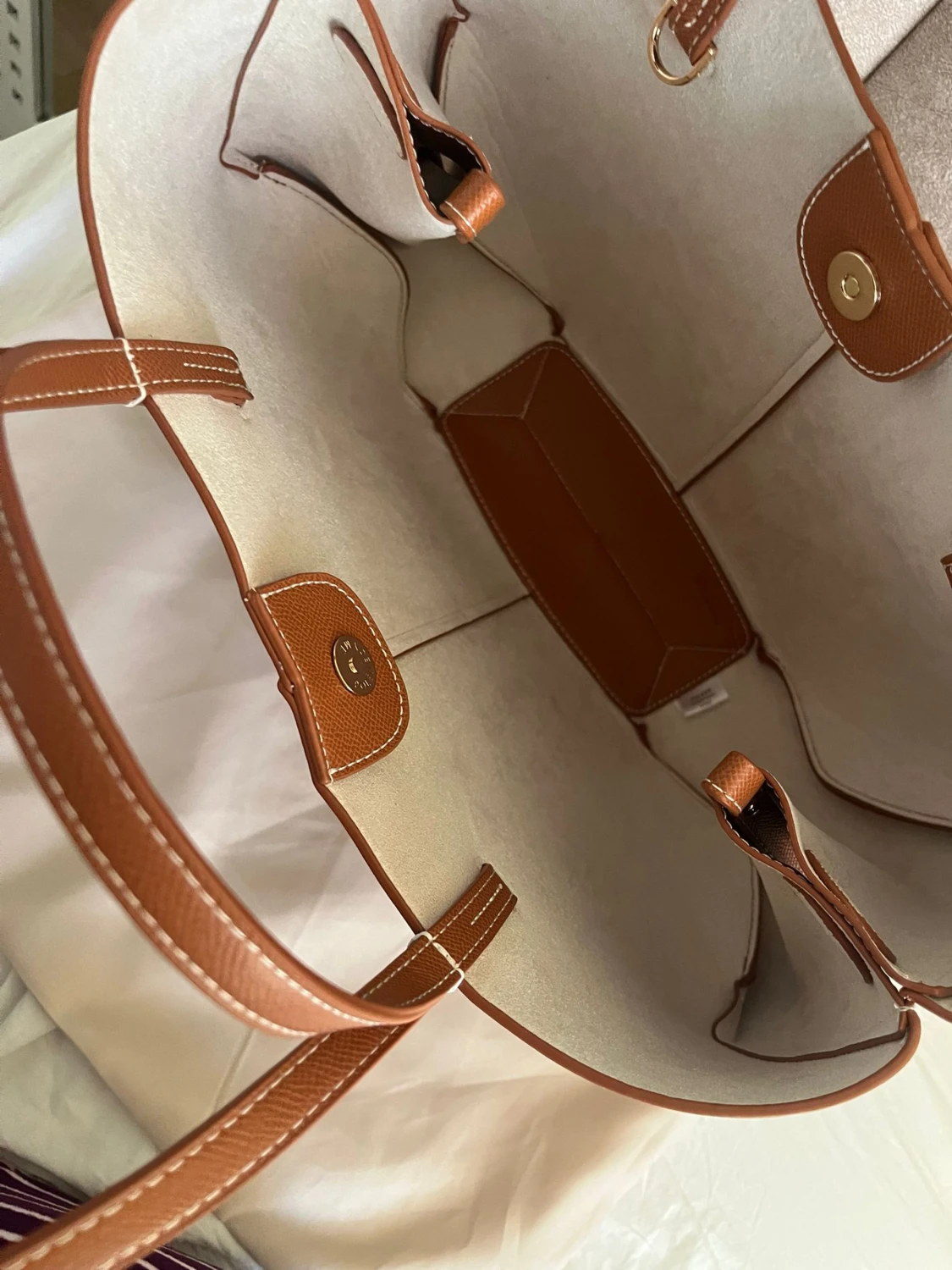 Polène brun handväska i skinn - 4