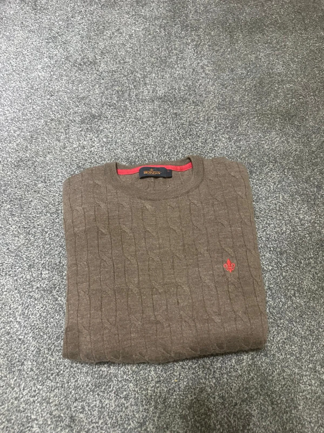 Brun kabelstickad tröja Morris - 1