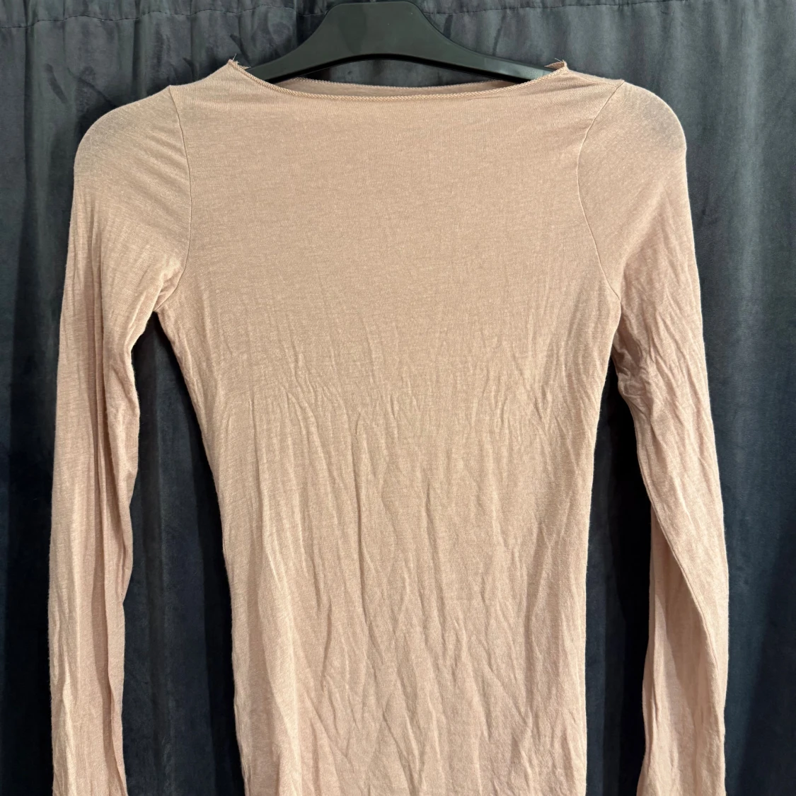 Beige långärmad mesh topp - 1