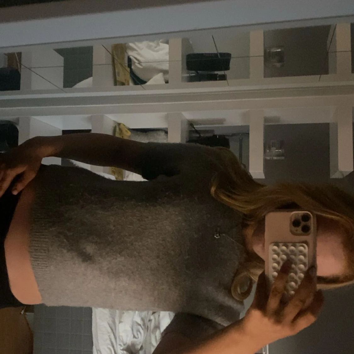 Grå croppad stickad topp - 1