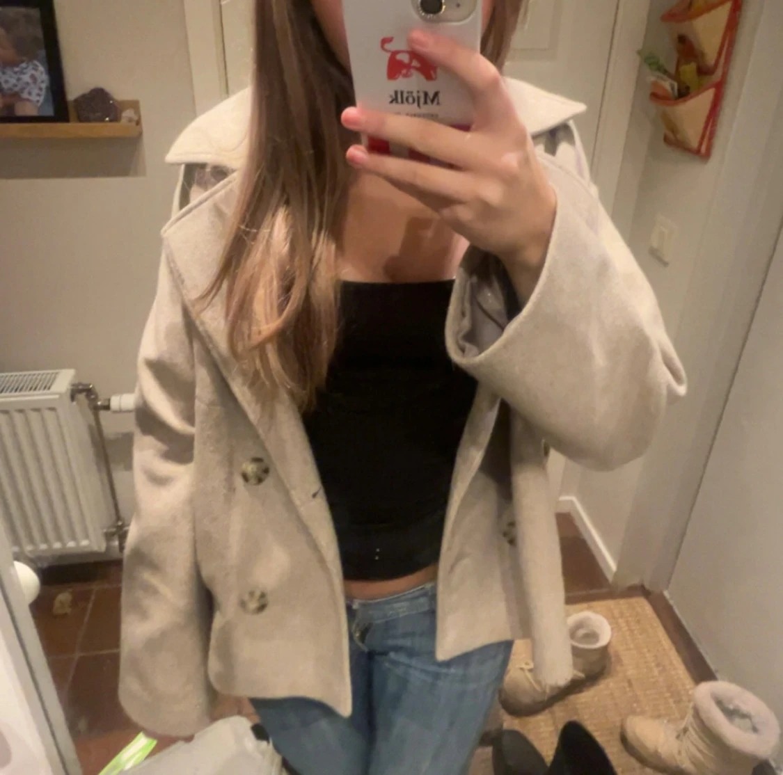 Beige kappa från only med stora knappar - 1