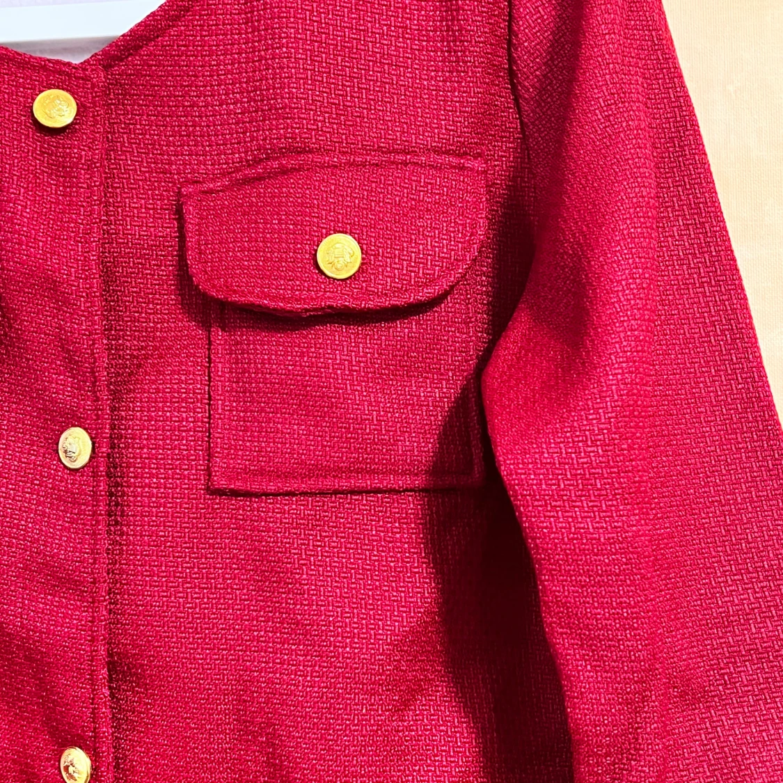 Set jacka och kjol tweed med bälte midja kedja  - 2