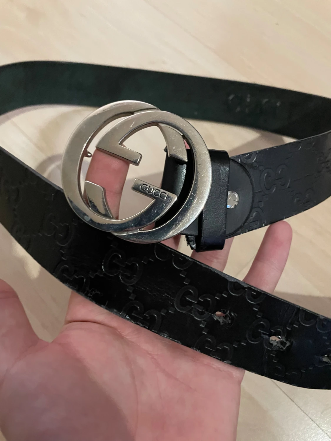 Svart bälte med GG-spänne - 1
