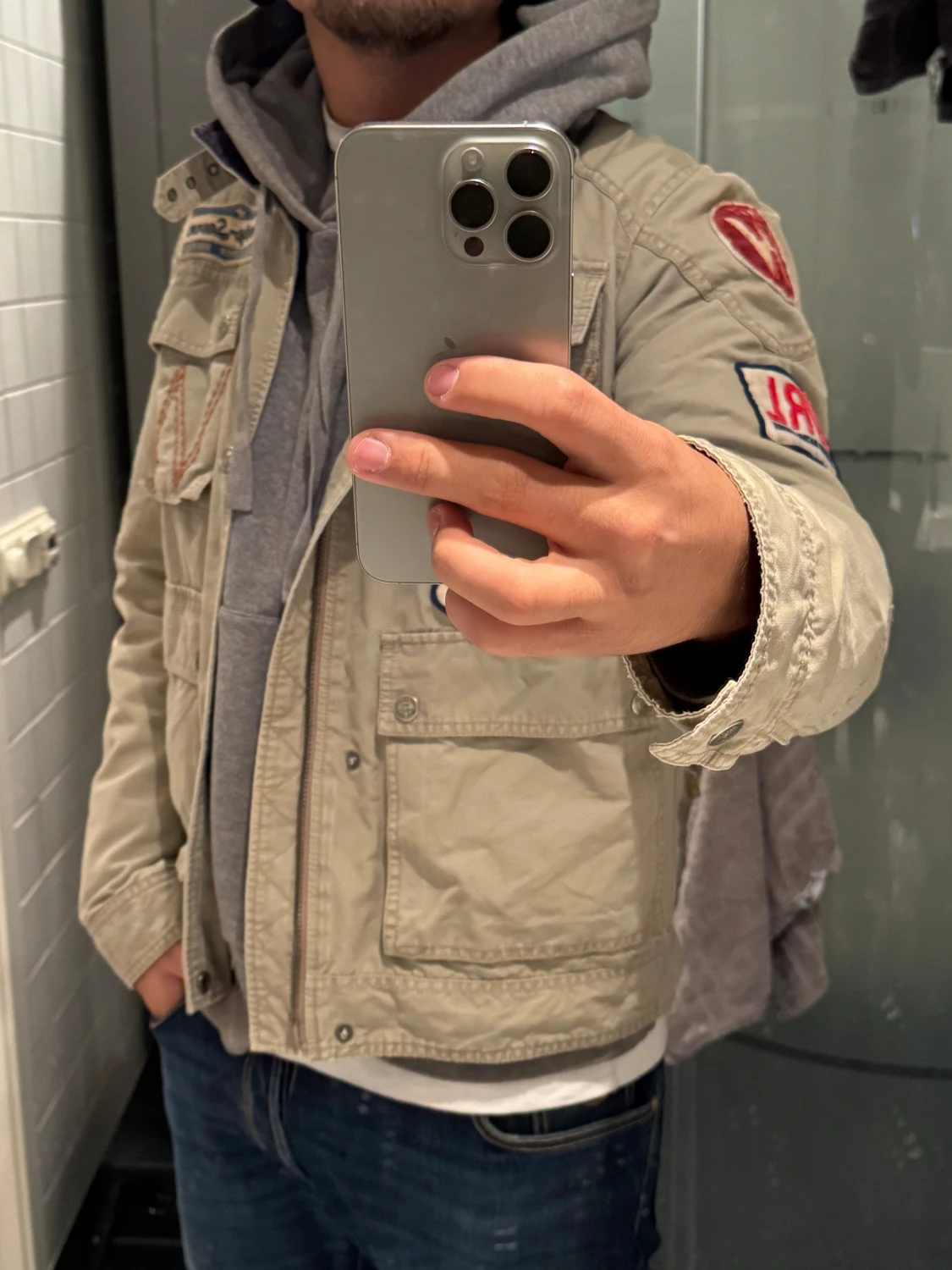 Beige militär jacka  - 1