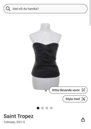 Svart tubtopp från Saint Tropez - Snygg svart tubtopp från Saint Tropez i storlek S. Toppen har en bandeauform och en figursydd passform.