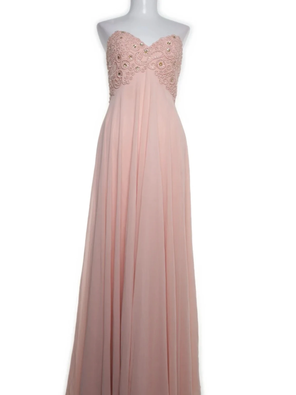 Ljusrosa långklänning med broderier