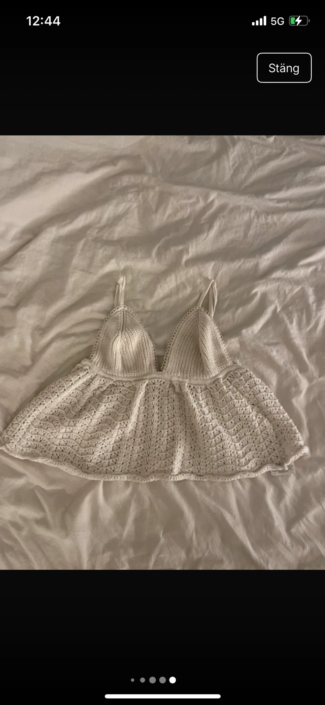 Vit virkad croppad linnetopp - 4