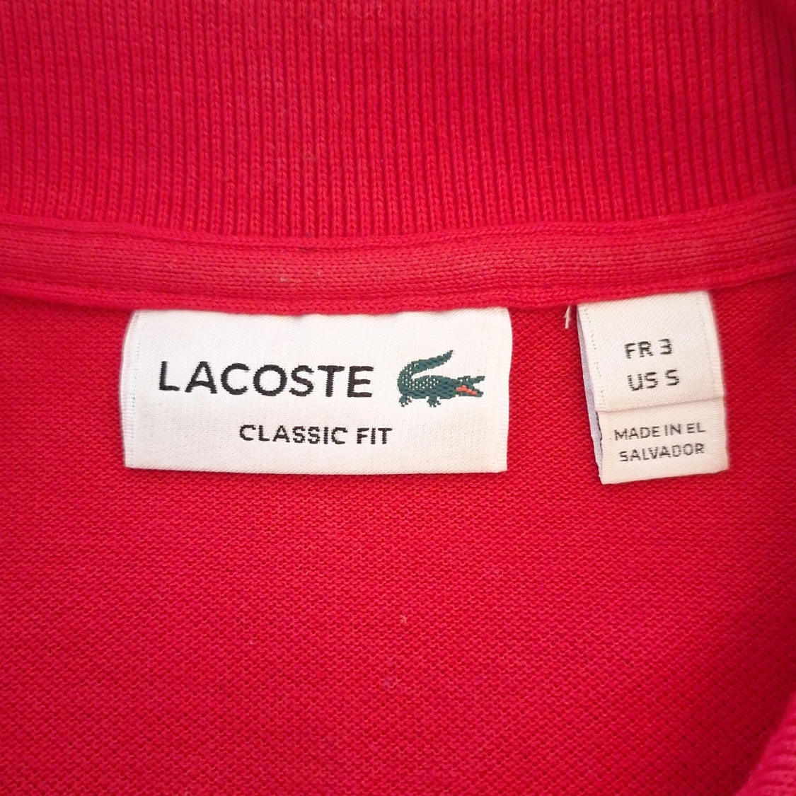 Röd Lacoste långärmad pikétröja  - 4