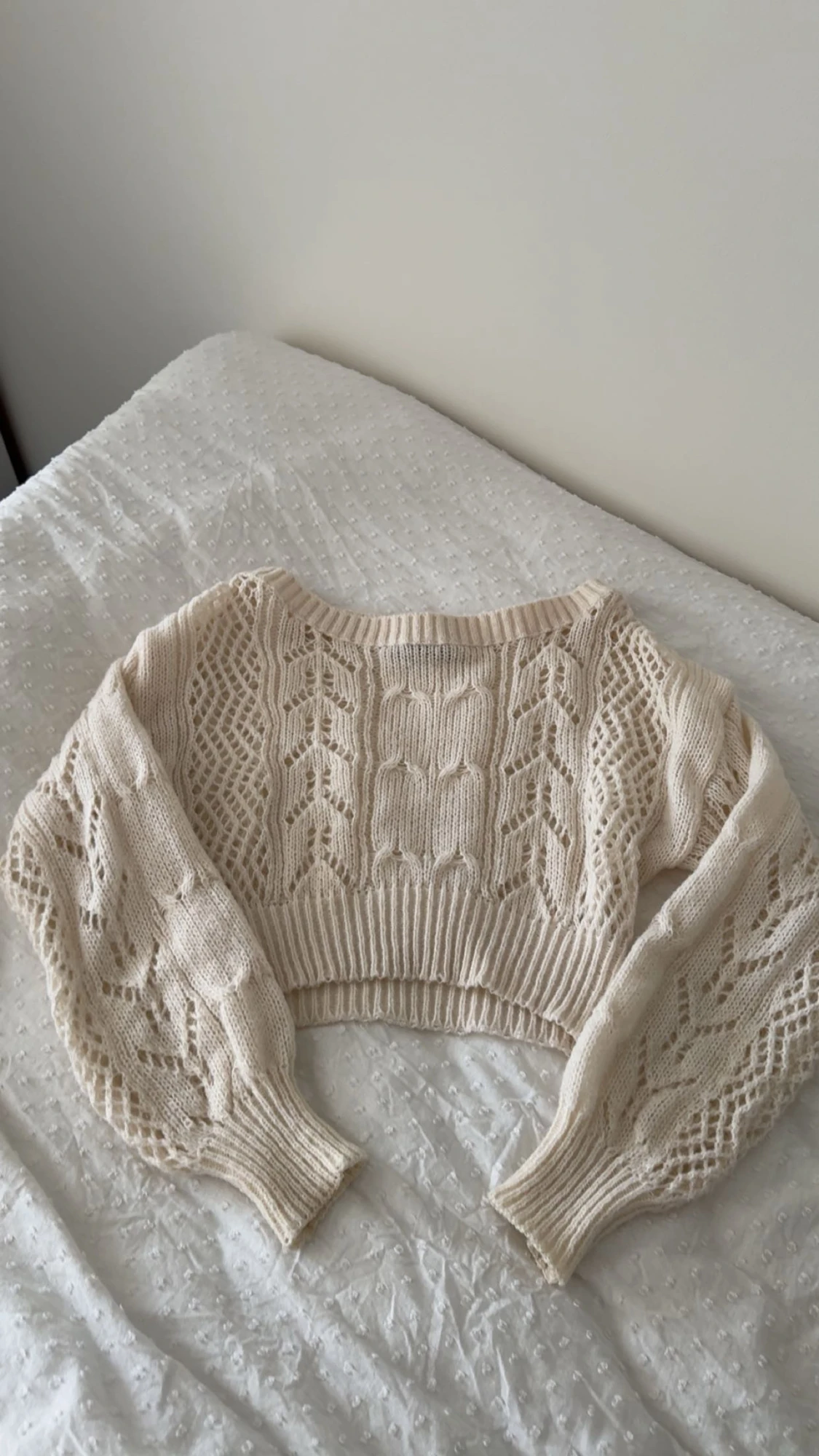  Beige croppad stickad tröja Shein