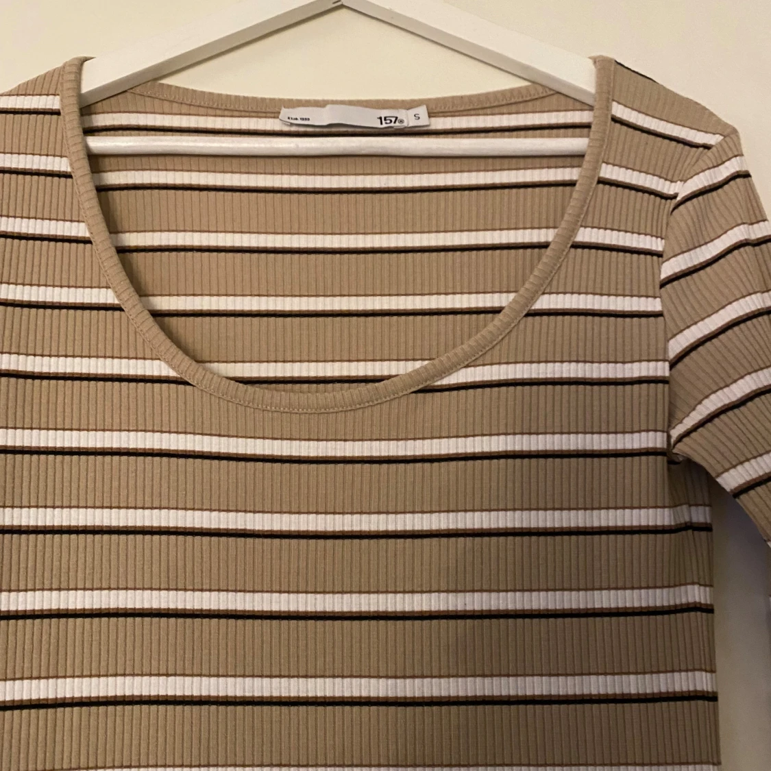 Beige och vit randig långklänning 157 - 2