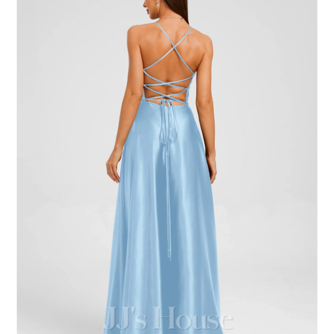 Ljusblå långklänning med slits JJ's House - 1