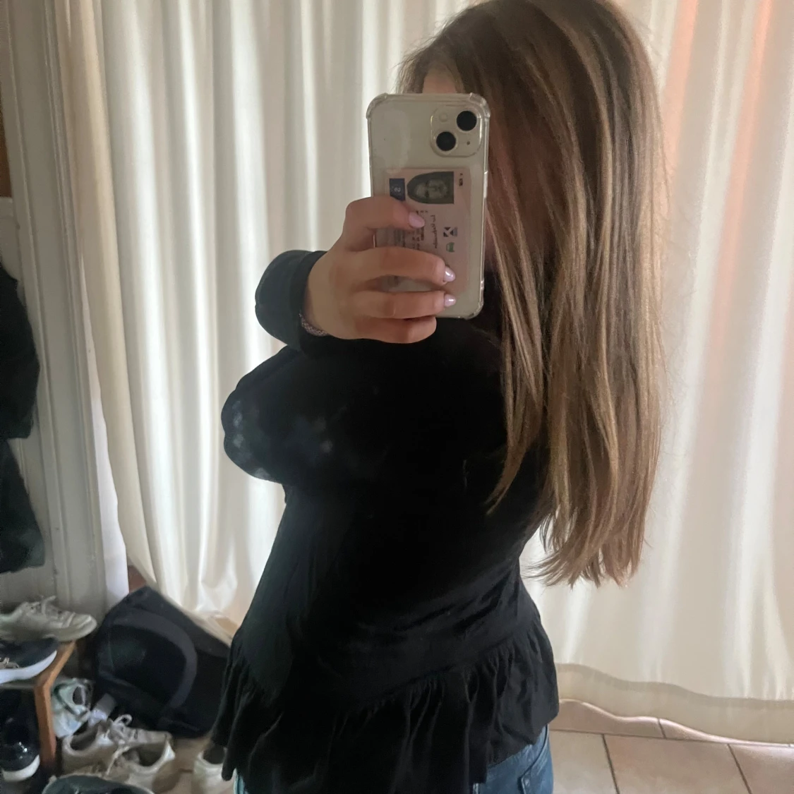 Svart kofta med volang och knyt från Mexx - 2