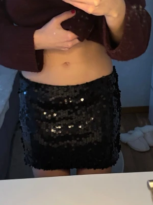 Svart paljettkjol - Snygg svart paljettkjol med en liten dragkedja på sidan men inte synlig. Använt vid ett tillfälle så inga defekter.💖