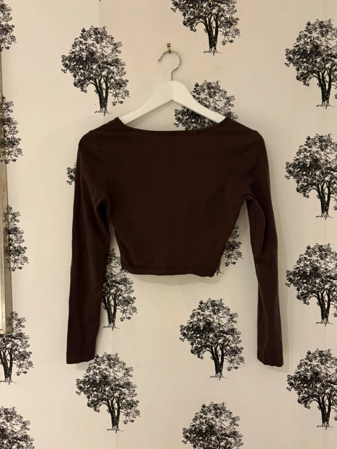 Brun croppad långärmad topp Shein - 1