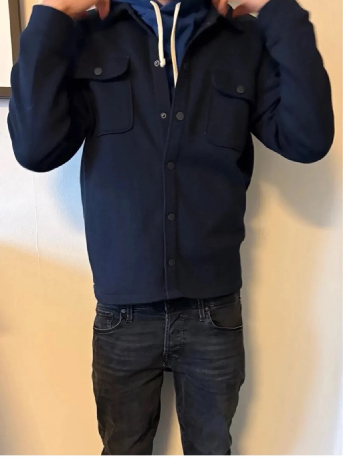 Mörkblå overshirt med knappar - 1