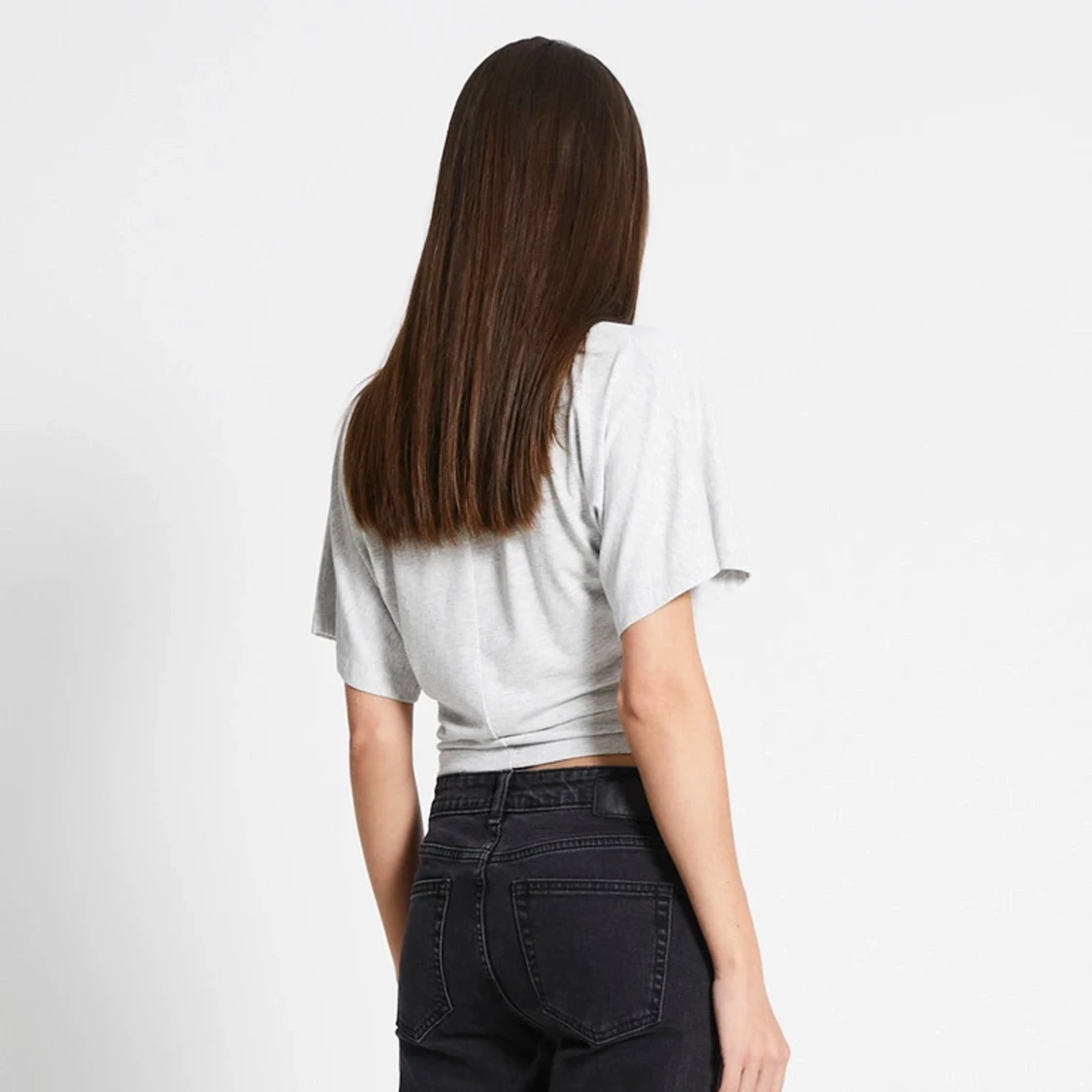 Ljusgrå croppad t-shirt - 1