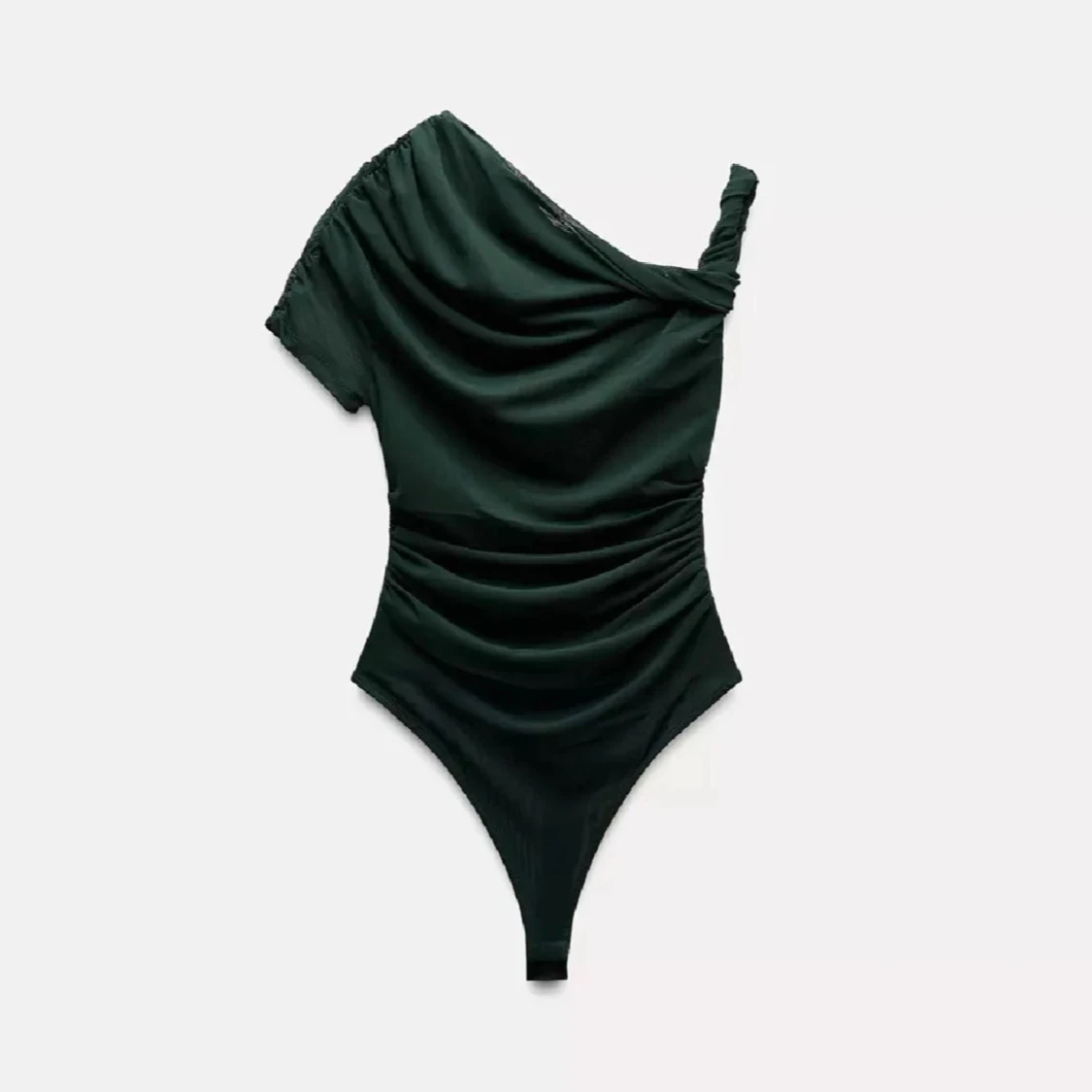 Mörkgrön oneshoulder bodysuit