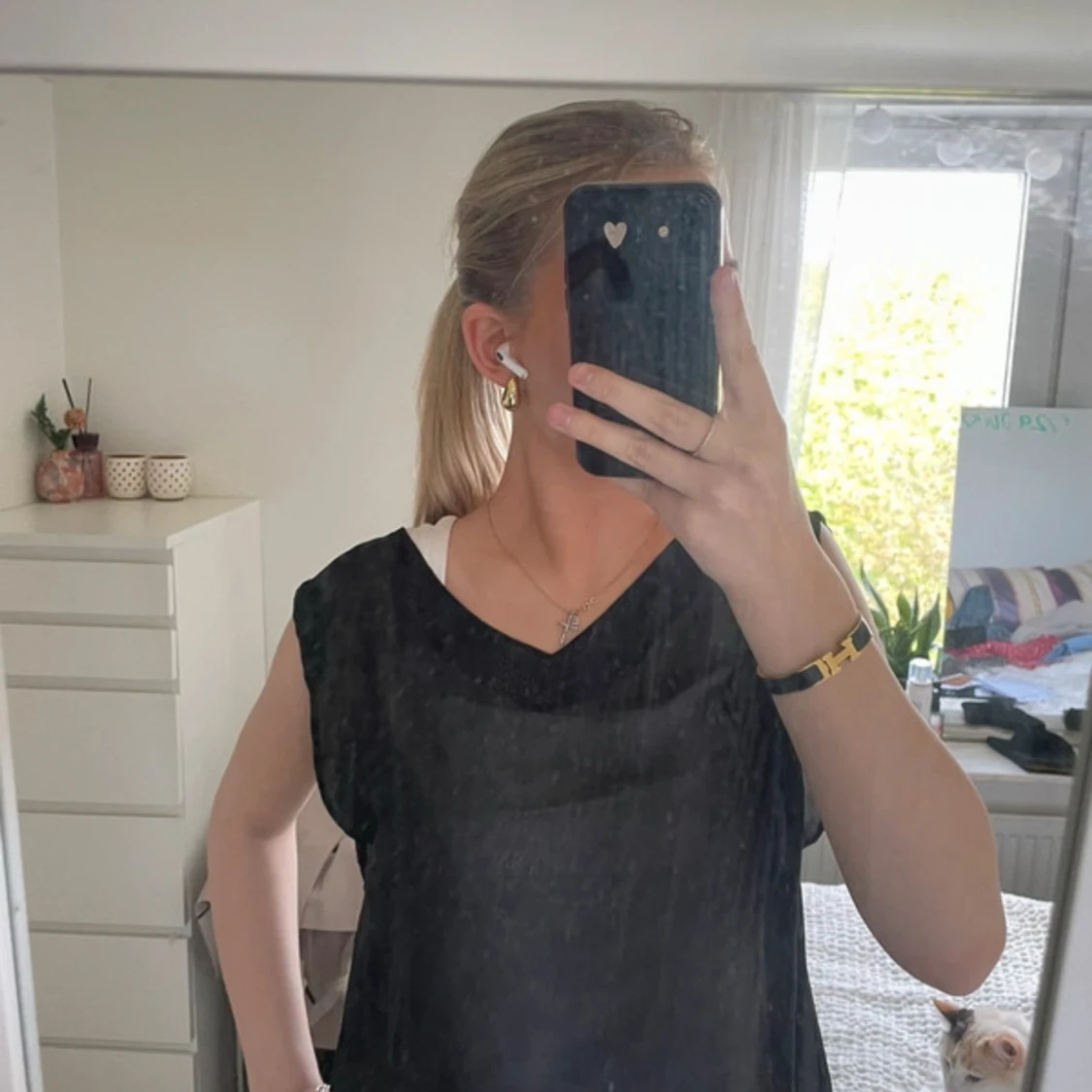 Svart transparent ärmlös blus - 2