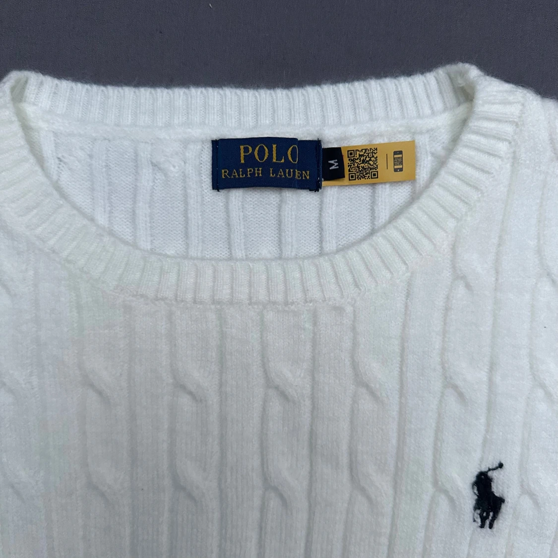 Vit kabelstickad tröja från Polo Ralph Lauren - 4