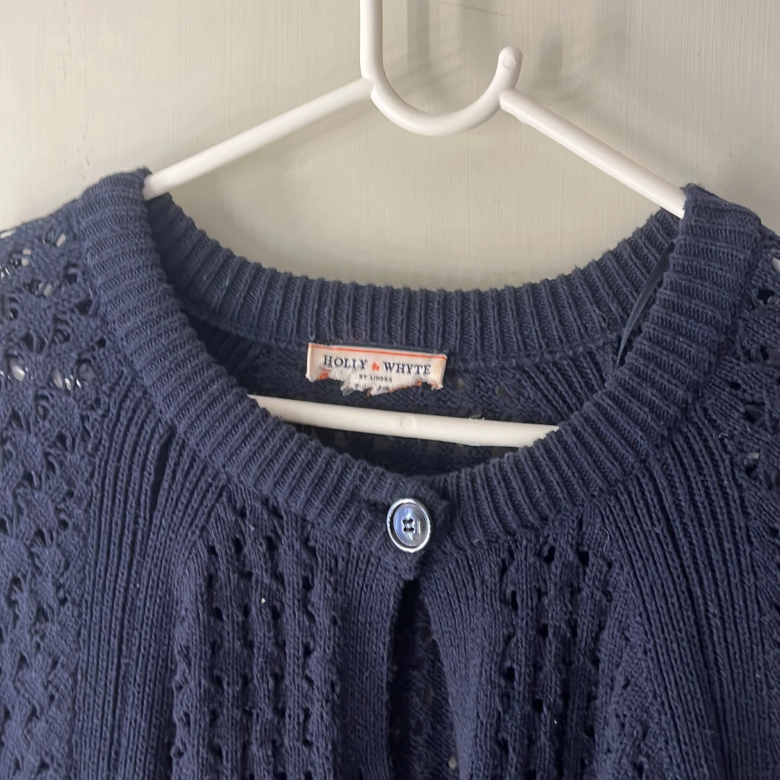 Mörkblå stickad kofta - 1