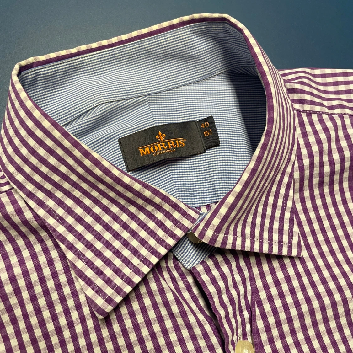 Vit-blå rutig skjorta från Morris - 1