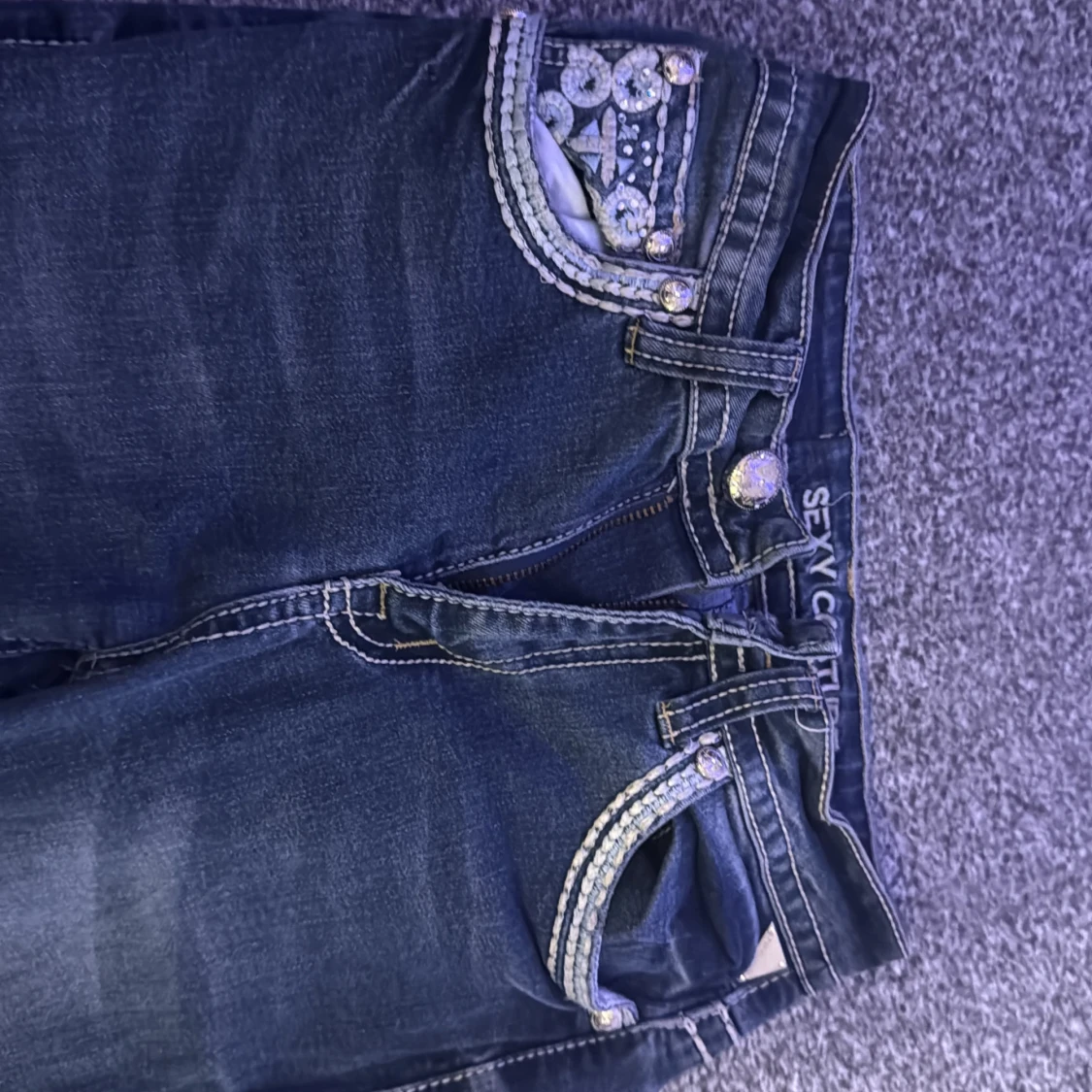 Blå jeans med paljettdetaljer Sexy Couture - 2