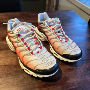 Nike TN’S ( Riktiga ) - Fortfarande bra skick. Några skavanker men luften är intakt o ser fortfarande bra ut. Storlek: 42,5. Köpte dom på nike för något år sen. Knappt använda sen dess. Köpte då för 2300 men söljer dom nu för 400. Säljer dom för behöver pengar just nu. 